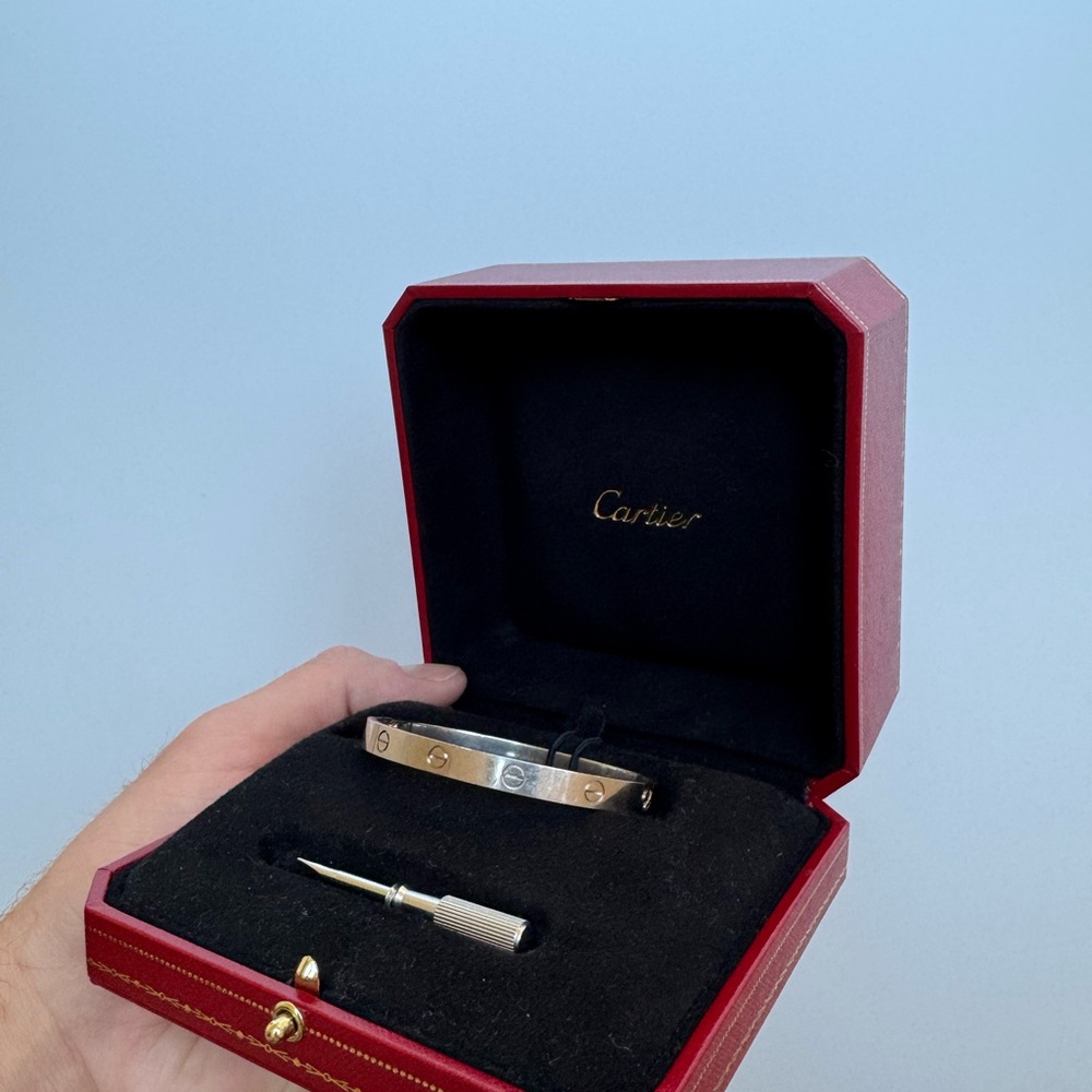Cartier Silver Bracelet with Red Case